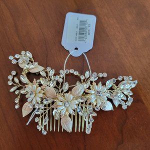 Bridal Hair Piece - champagne, beaded, crystals